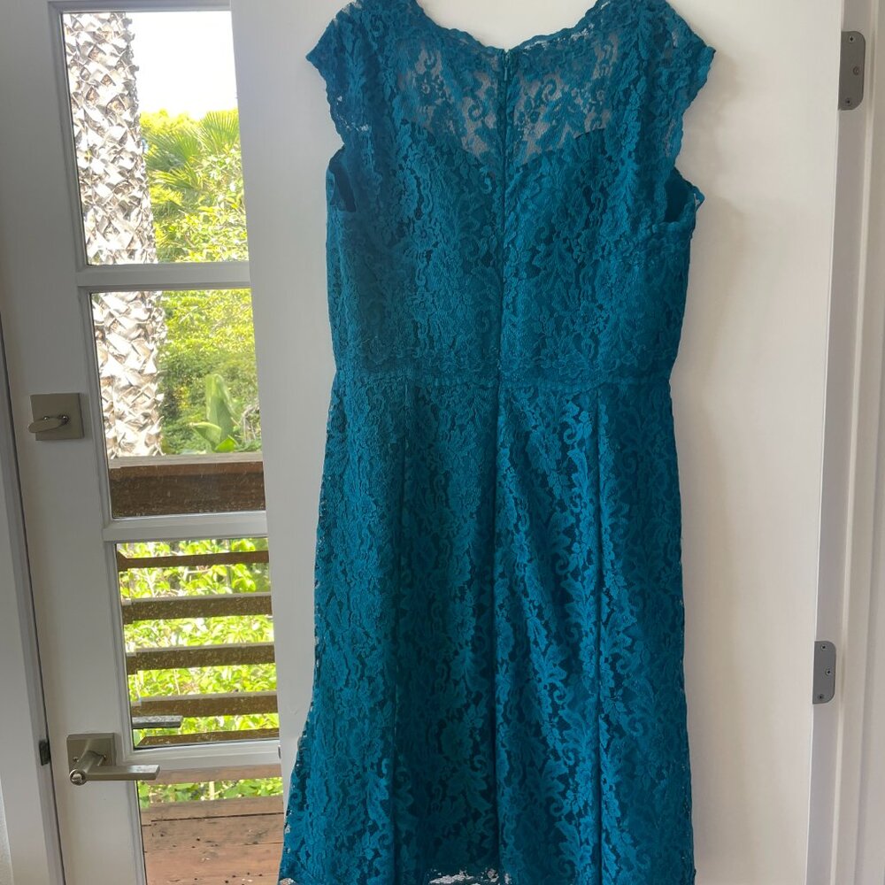 Watters & Watters Lace Midi Dress‎ in Teal, Size 18W - Picture 2 of 3